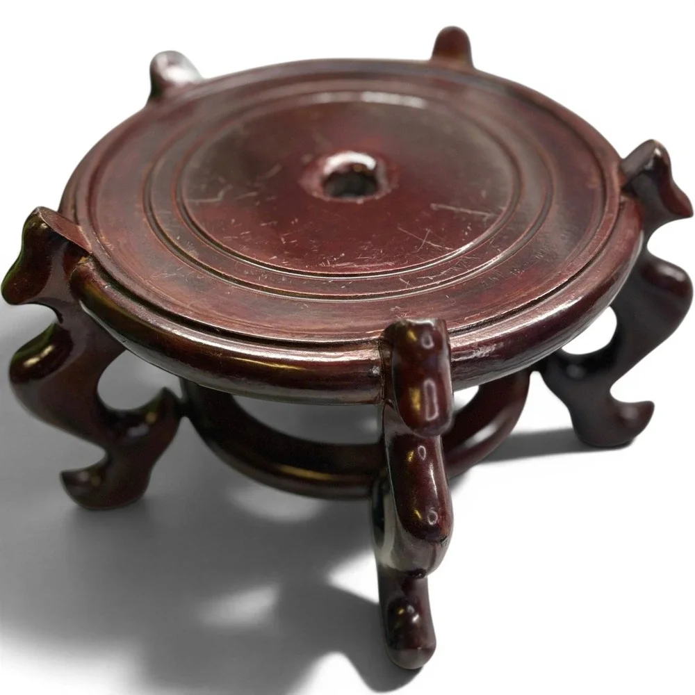 Rosewood Vase Stand Unisex Medium Dark Brown Good Carved 5-Leg Pedestal
